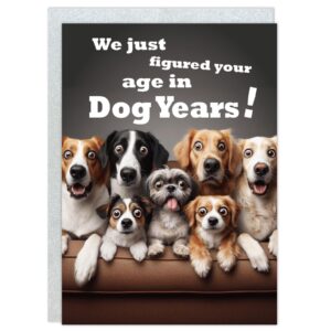 gooji 5x7 dogs birthday card, funny humorous cute card for wife husband teenage young boy girl men women adult, golden (age)