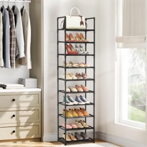 barsone Shoe Rack 10 Tiers, 20-25 Pairs Shoe Organizer Storage Shelf Stand Tower Shoe Rack, Space Saving Shoe Shelves Narrow Free Standing Shoe Rack for Closet Entryway Hallway Apartment Garage