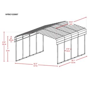 New Yard Carport 12 x 20 x 7 ft Sturdy All-Steel Heavy Duty Canopy Shelter with Metal Frame for Parking a Car, SUV, Truck, Boat, Motorcycle, and Other Vehicles Outdoor in Your Driveway