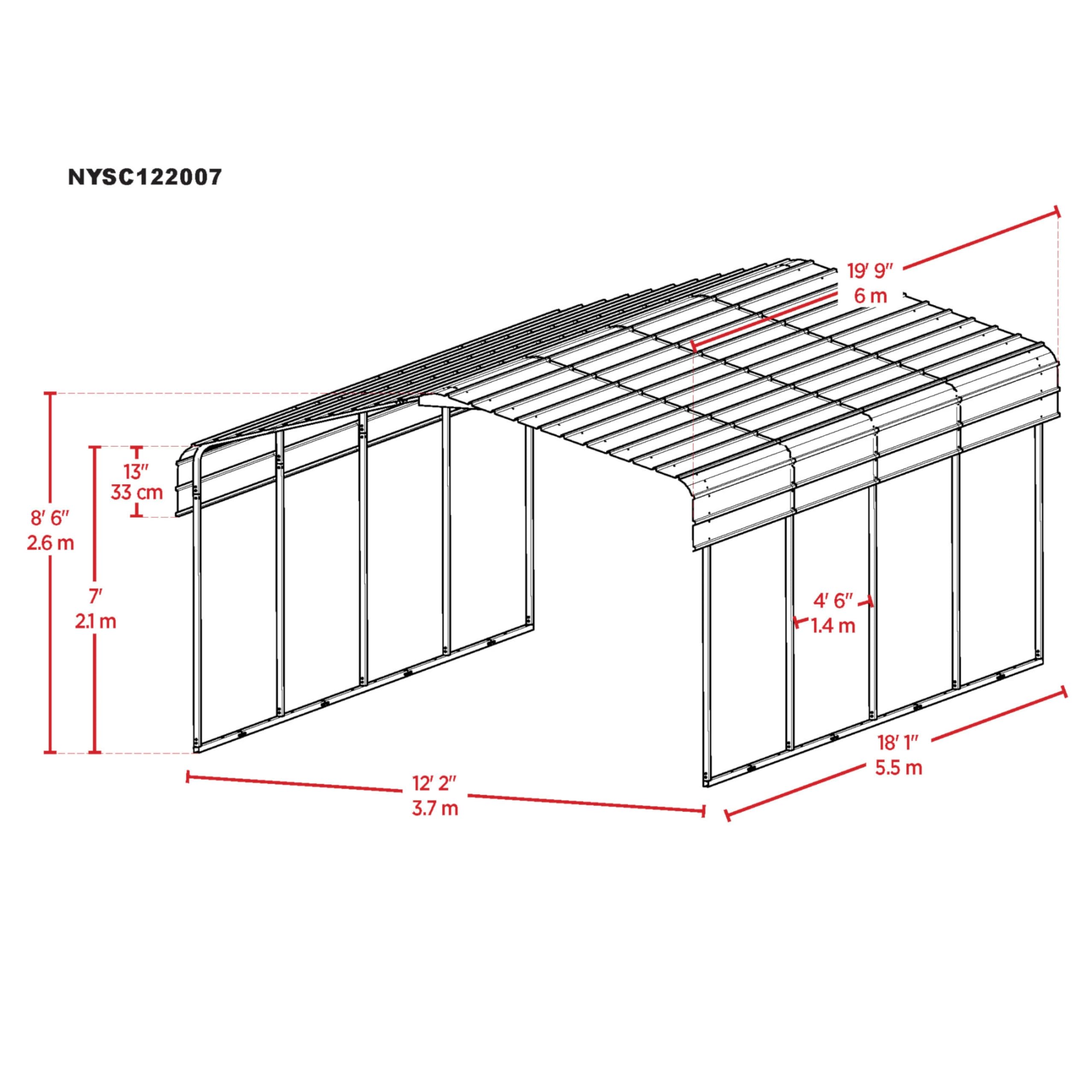 New Yard Carport 12 x 20 x 7 ft Sturdy All-Steel Heavy Duty Canopy Shelter with Metal Frame for Parking a Car, SUV, Truck, Boat, Motorcycle, and Other Vehicles Outdoor in Your Driveway