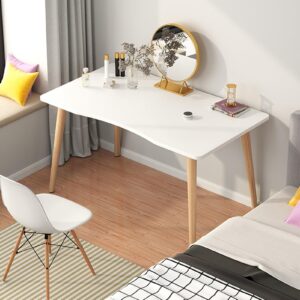 hevirgo computer desk,home office desk,nordic style home study desk,student wood writing table with ergonomic edge,makeup workstation for living room kitchen bedroom white