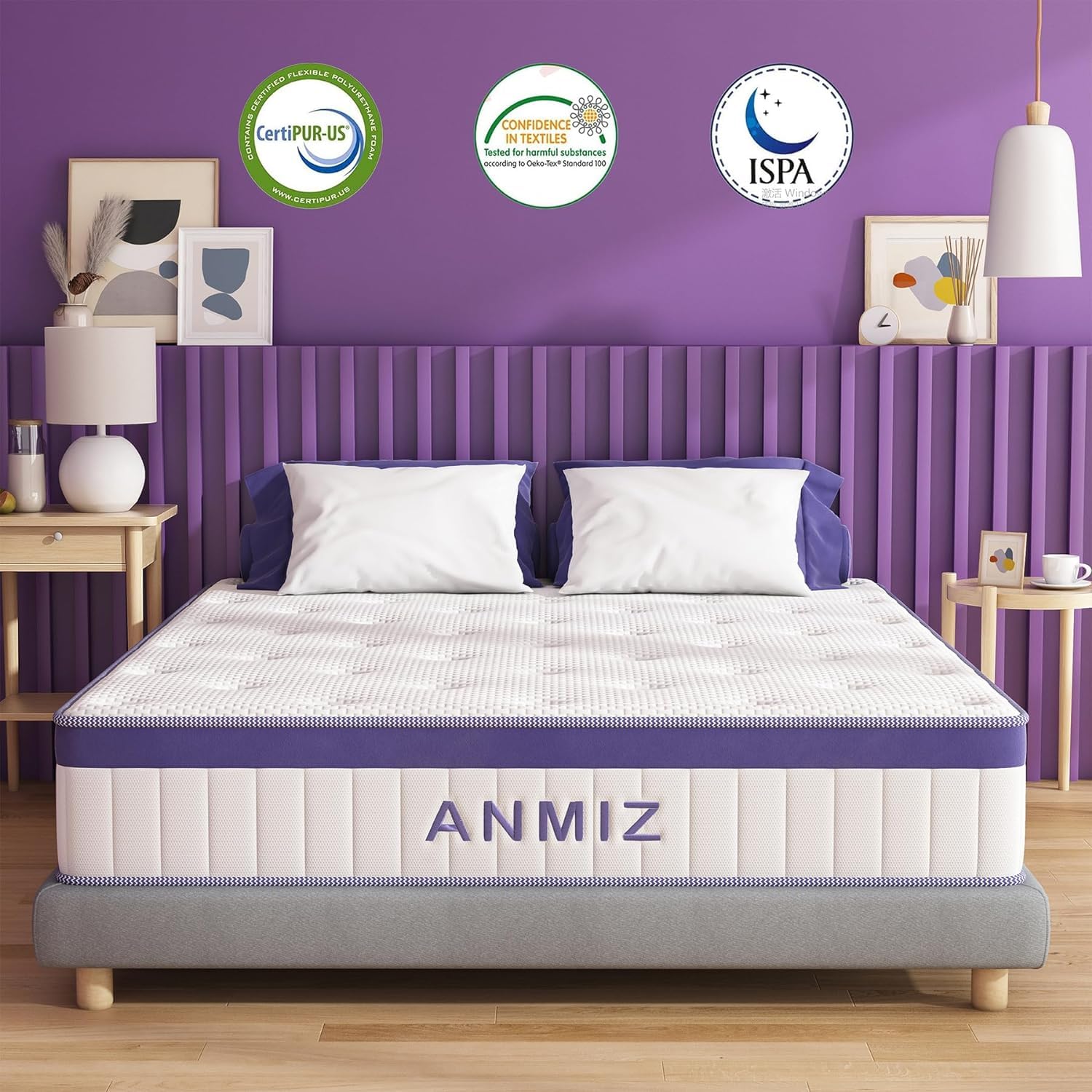 ANMIZ King Mattress, 12 inch King Size Mattresses with Gel Memory Foam, Hybird Medium Firm Foam Matress King Size, King Mattresses in a Box for Sleep Supportive & Pressure Relief (76" X 80" X 12)