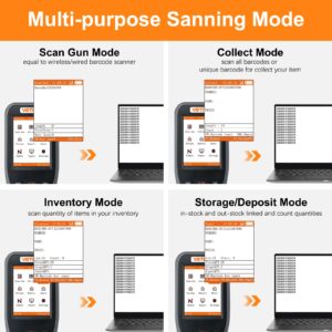 VOTTAN Inventory Scanner with 2.8'' HD Screen and Keybord, 1D 2D QR Code Wireless Barcode Scanner, Stock Datas Collector Scanner for Warehouse E-Business