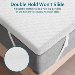 BEDHOURS 3 Inch Cooling Queen Gel Memory Foam Mattress Topper, Mattress Topper with Removable Cover, Ventilated Soft Breathable Mattress Pad for Pressure Relief (White, Queen)