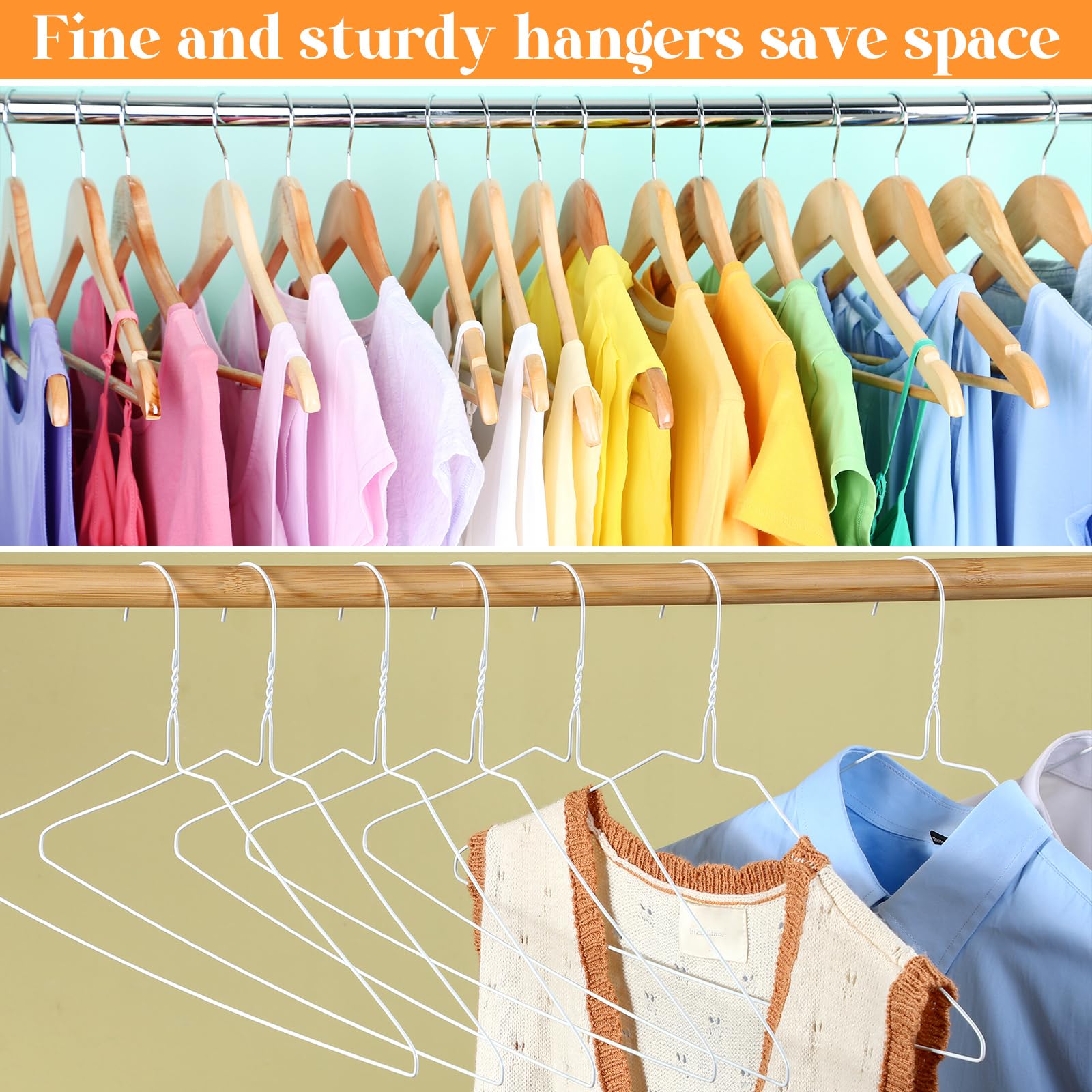 Yuntau 120 Pcs Wire Hangers Bulk Dry Cleaner Hangers 18" Caped Clothing Hangers Suit Hangers Strut Hangers for Dry Cleaners or Home