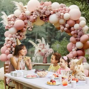 Dusty Pink Balloon Arch Kit, Dusty Rose Balloon Arch Kit with Mauve Balloons Blush Balloons, Boho Balloon Arch Kit for Bridal Wedding Girl Baby Shower Birthday Party Decorations