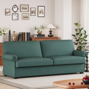 fotosok 71” sofa, comfy sofa couch with deep seats, loveseat sofa, modern sofa couches for living room, bedroom, apartment, green