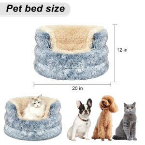 Calming Dogs Bed for Small Dogs, Anti-Anxiety Round Pet Cats Bed, Washable Fluffy Cozy Dog Cuddler Bed, Anti-Slip Puppy Bed for Small and Medium Pets