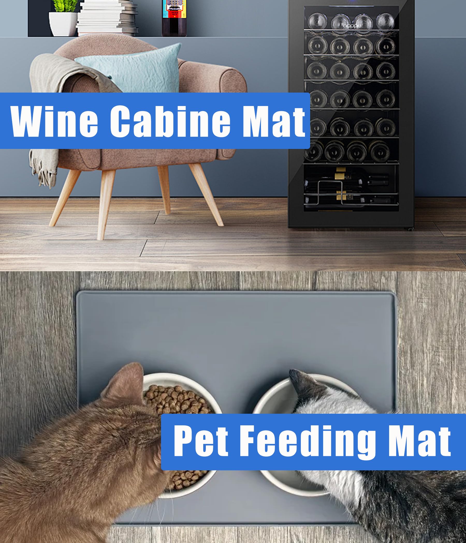 Mini Fridge Mat, 24''x24'' X0.8'' Mini Fridge Drip Trays Mat for Carpet Floor, Under Refrigerator Mat AC Conditioner Drip Pan, Silicone Mat for Refrigerators, Washing Machines, Dryers, Wine Coolers