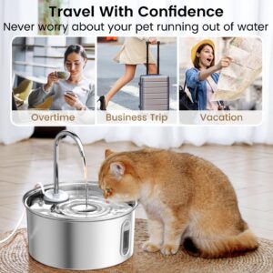 Petlipo Cat Water Fountain Stainless Steel: 108oz/3.2L Cat Fountain for Drinking, Pet Fountain Water Bowl Dog Drinking Dispenser Cat Feeding & Watering Supplies, Super Quiet Kitty Spout for Cats Dogs