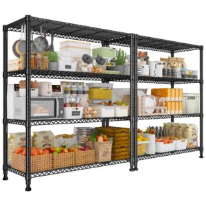 reibii 4-tier storage shelves wire shelving units and storage metal shelves adjustable garage shelving heavy duty wire shelf pantry shelves for storage greenhouse shelves, 2 pack 35.5''w*14''d*59''h