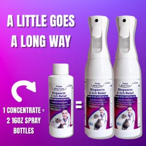 FlexTran Feline Ring Care | Control & Help with Cat Ringworm, Mange, Dermatitis, Dog Paw Yeast. Also Works on Dogs, Hamsters, Guinea Pigs, Rabbits, etc. Makes 32 oz of Spray for Cats and Itch Relief