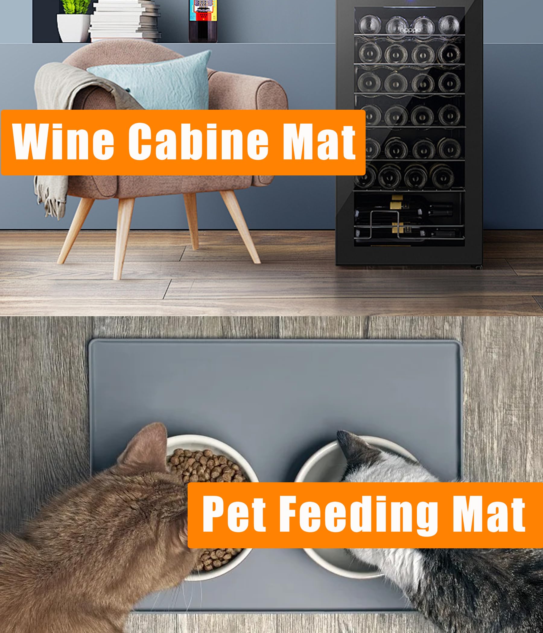 Mini Fridge Mat, 24''x24'' X0.8'' Mini Fridge Drip Trays Mat for Carpet Floor, Under Refrigerator Mat AC Conditioner Drip Pan, Silicone Mat for Refrigerators, Washing Machines, Dryers, Wine Coolers