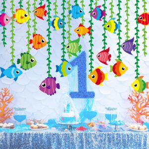 Naozinebi 20 Pcs Tropical Fish Garland Kit Under the Sea Party Decorations Ocean Animals Banner Mermaid Streamers Strings Hanging Swirls for Kids Home Classroom Baby Shower Birthday Party Supply Favor