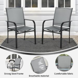 Betterland 4 Piece Patio Textilene Dining Chairs, Outdoor Metal Dining Chair Set of 4, Chair for Indoor & Outdoor Dining Table Garden Backyard Bistro Furniture, Grey