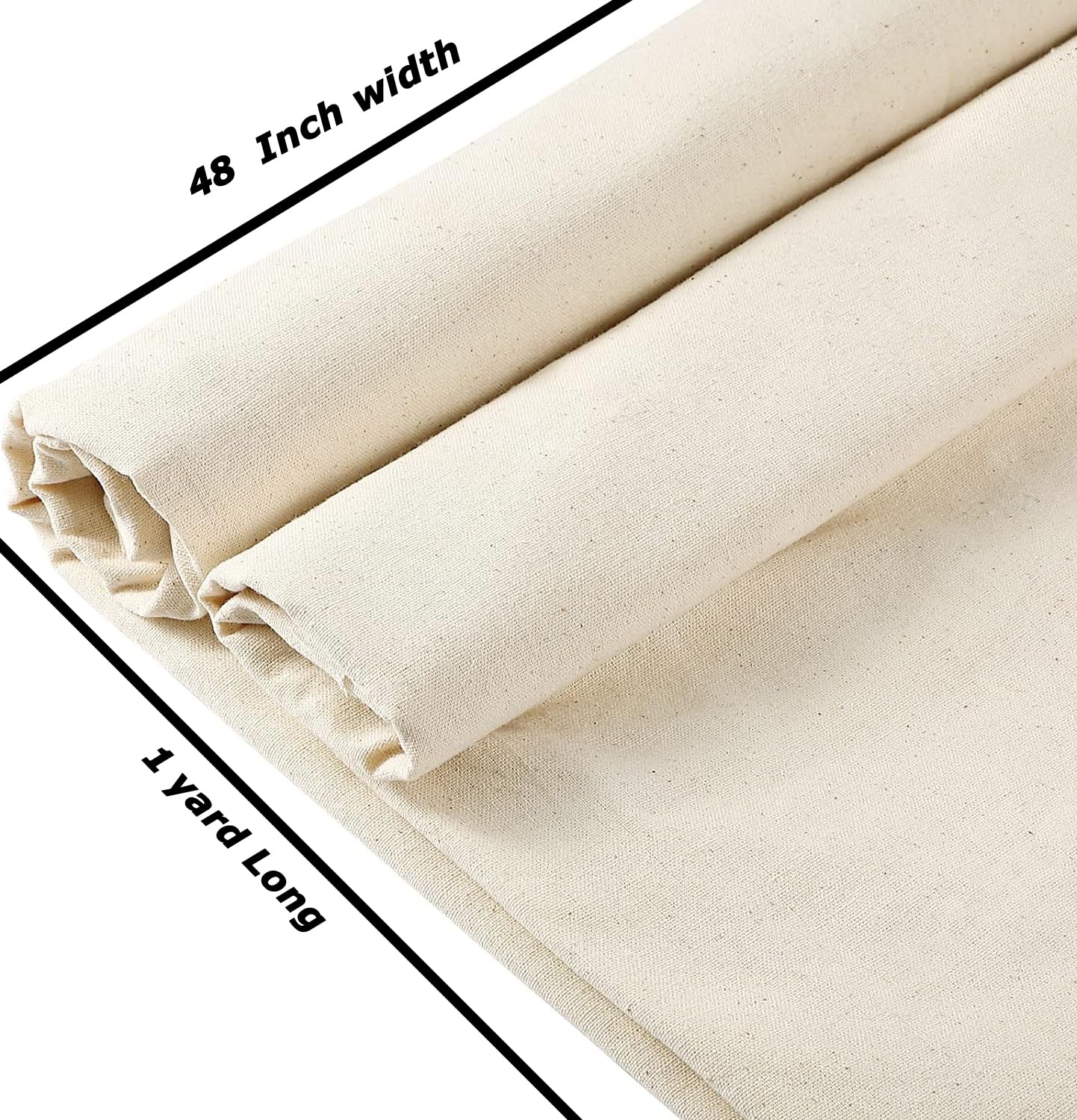 MDS Pack of 1 Yard, 100% Cotton Muslin Fabric 48” Inch Wide, Natural Unbleached Medium Weight Fabric Linen Textile for Backing Material Quilting Sewing Draping Apparel Cloths Crafts DIY Multipurpose