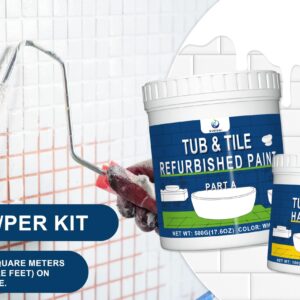 XUDOAI Bathtub Refinishing Kit Gloss White 21.5oz Tub Paint Reglazing, Tub and Tile Refinishing Kit with Tools, Tub and Tile Paint for Bathroom/Kitchen/Shower/Porcelain/Sink/Ceramic