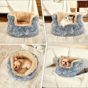 Calming Dogs Bed for Small Dogs, Anti-Anxiety Round Pet Cats Bed, Washable Fluffy Cozy Dog Cuddler Bed, Anti-Slip Puppy Bed for Small and Medium Pets