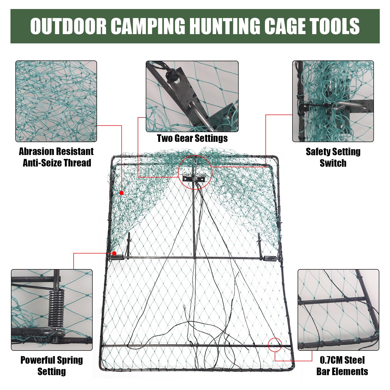 Bird Trap Outdoor Hunting Trap Bird Nets Camping Hunting Cage Tools Cage Trap,Sturdy Upgraded Version of The Breeding Hunting Animal Traps for Birds Pigeons Chinken Duck Pheasant (18x20 inches)