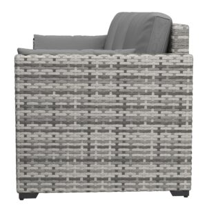 Wicker Patio Couch, PE Rattan 3-Seat Sofa, Outdoor Furniture with Deep Seating, Cushions, Steel Frame, Gray