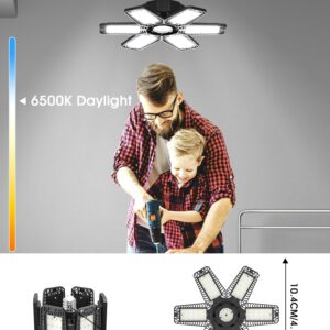 LED Garage Lights 1 Pack - 180W 18000LM Garage Lights Ceiling Led with 6 Adjustable Panels, 6500K Daylight Deformable Garage Lighting Bulb Fit E26/E27, LED Light for Garage Shop Barn Basement