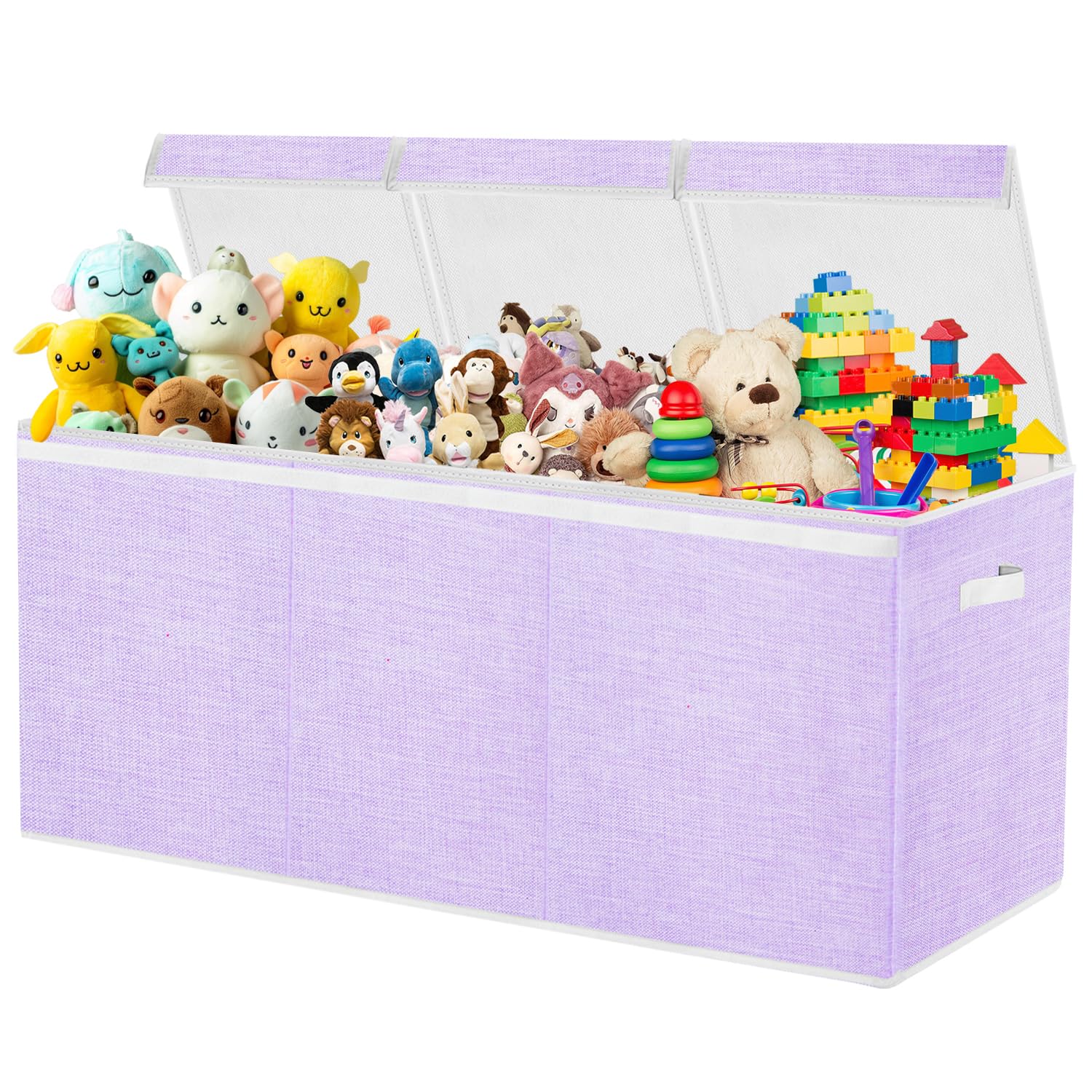 Extra Large Toy Box, Toy Storage Organizer with Lid, Oxford Fabric Collapsible Sturdy Toy Chest Bins Baskets for Livingroom,Playroom, Nursery, Bedroom, Closet (Purple)