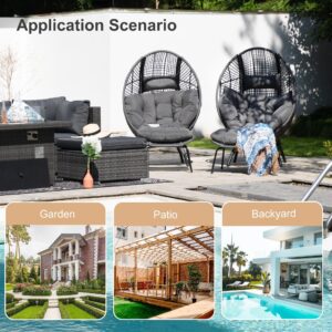 FINCATI Delicated Outdoor Indoor Wicker Egg Chair with Footrest, Oversized 440 lbs Egg Basket Cocoon Chair with Ottoman, PE Rattan Patio Stationary Cushioned Lounge Chair for Balcony Living Room