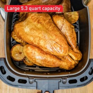 T-fal, Air Fryer, Easy Fry 5L Capacity Air fryer with basket, 10 Auto Cooking Programs 5.3 quarts, Digital Touchscreen, Dishwahser Safe Basket, Healthy and Crispy Results, Toast, Bake, Grey, EY245B50