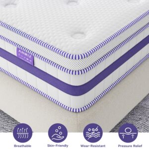 ANMIZ King Size Mattresses,10 inch Hybrid Memory Foam King Mattress in a Box, Medium Firm Mattresses King Size for Pressure Relief & Cool Sleep, Pocket Innerspring, Motion Isolation, Mattress King