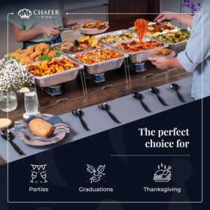 4 Full Size (For Price of 3) Disposable Buffet set with Spoons and Forks, Non-Stick Aluminum, Premium Chafing Dish Set for Events, Parties, Catering