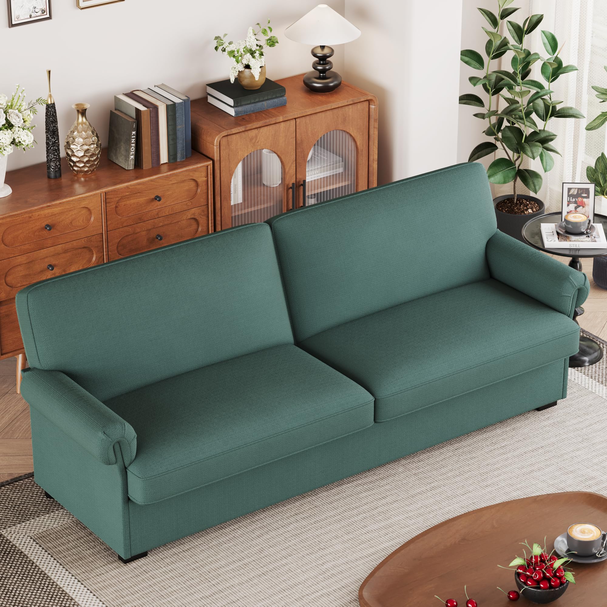 FOTOSOK 71” Sofa, Comfy Sofa Couch with Deep Seats, Loveseat Sofa, Modern Sofa couches for Living Room, Bedroom, Apartment, Green