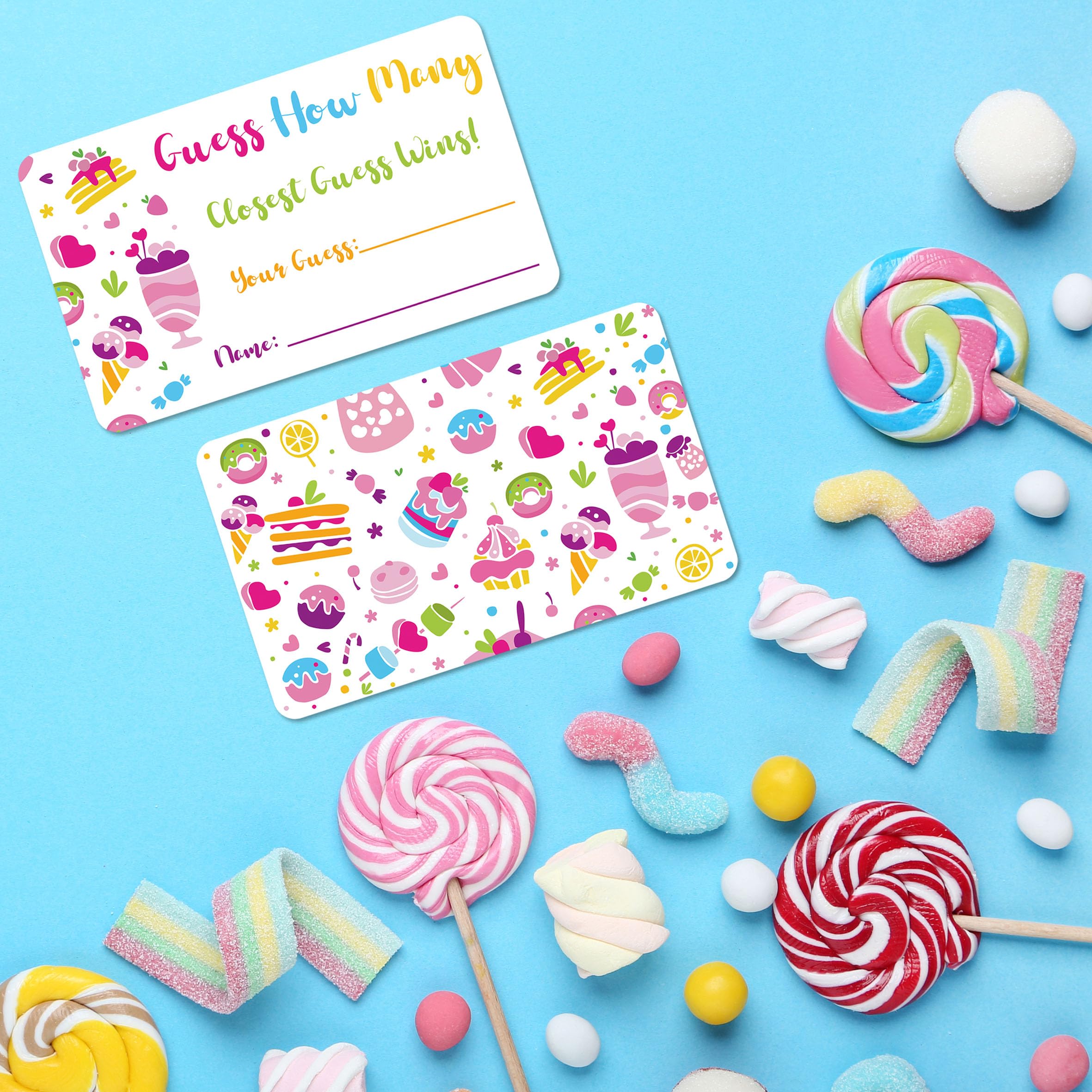 INKNOTE 240 Pcs Candy guessing game cards Guess how many cards Guess how many in the jar for Bridal Baby Shower Party Collection Birthday Party Gender Reveal Games Activities and Decorations3.54x2inch