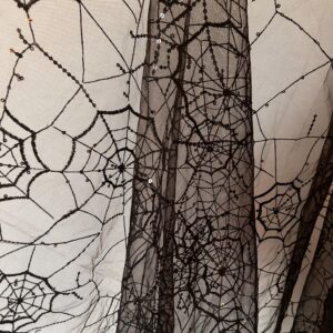 spiderweb lace fabric soft black lace fabric by the yard halloween cobweb tulle fabric for diy dress top sew party decorative overlays for table,halloween decor (black, 3 yard (70 x51 in))