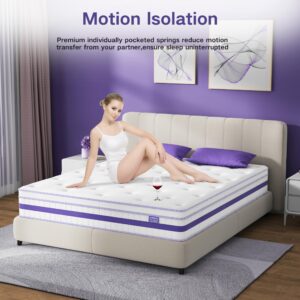 ANMIZ King Size Mattresses,10 inch Hybrid Memory Foam King Mattress in a Box, Medium Firm Mattresses King Size for Pressure Relief & Cool Sleep, Pocket Innerspring, Motion Isolation, Mattress King