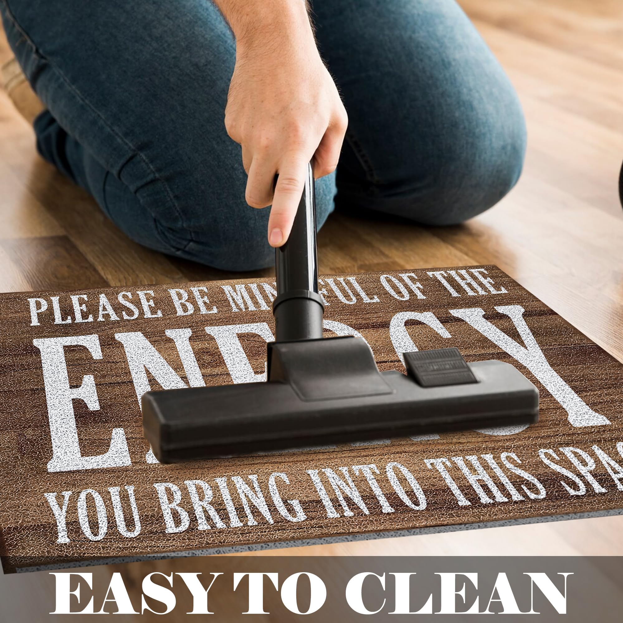 LUVADIAN Funny Welcome Mats for Front Door - Please Be Mindful of The Energy You Bring into This Space, Check Your Energy Door Mat Outdoor Entrance, Indoor Door Mats for Entryway, 17x30 Inches