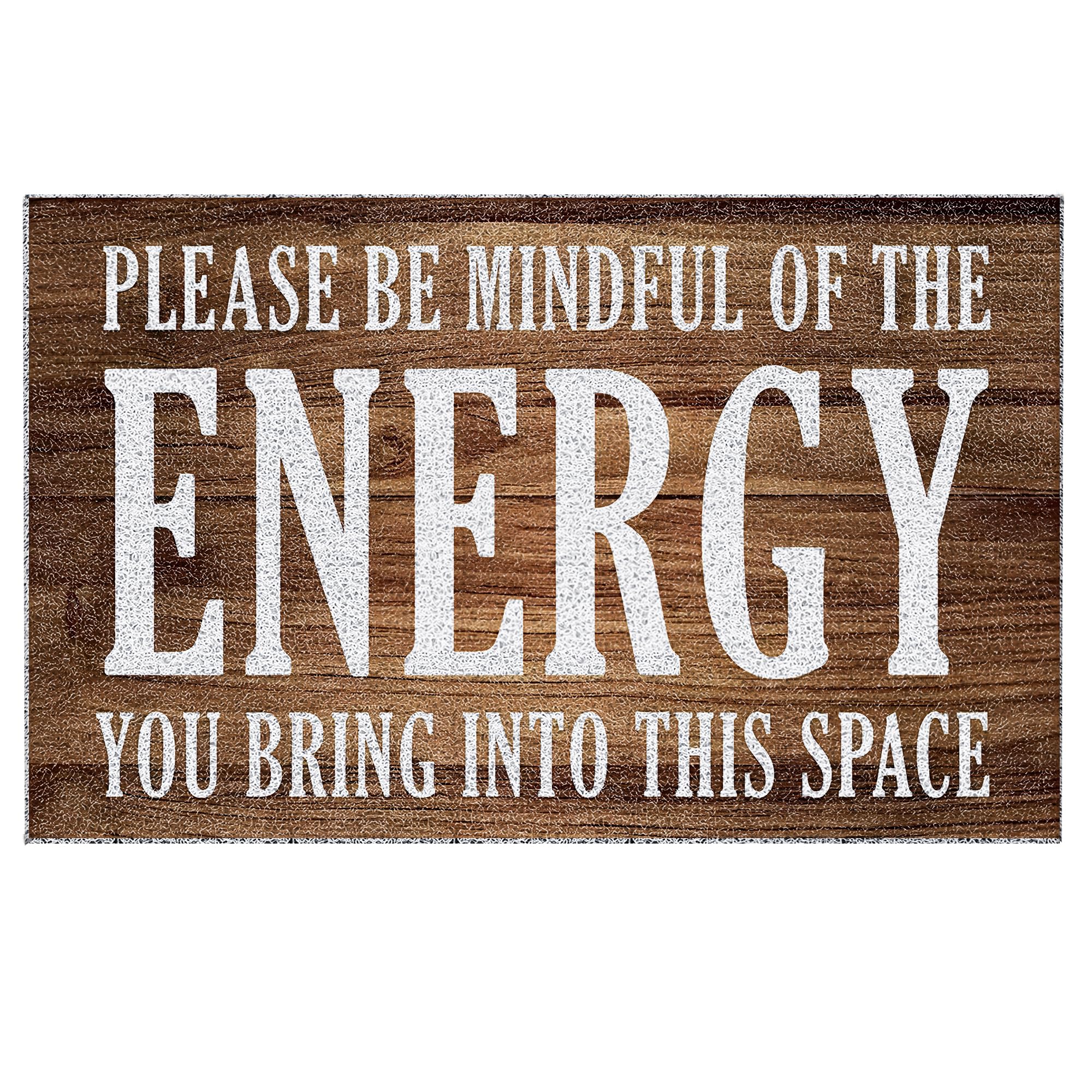 LUVADIAN Funny Welcome Mats for Front Door - Please Be Mindful of The Energy You Bring into This Space, Check Your Energy Door Mat Outdoor Entrance, Indoor Door Mats for Entryway, 17x30 Inches