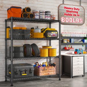 REIBII 4-Tier Storage Shelves Wire Shelving Units and Storage Metal Shelves Adjustable Garage Shelving Heavy Duty Wire Shelf Pantry Shelves for Storage Greenhouse Shelves, 2 Pack 35.5''W*14''D*59''H