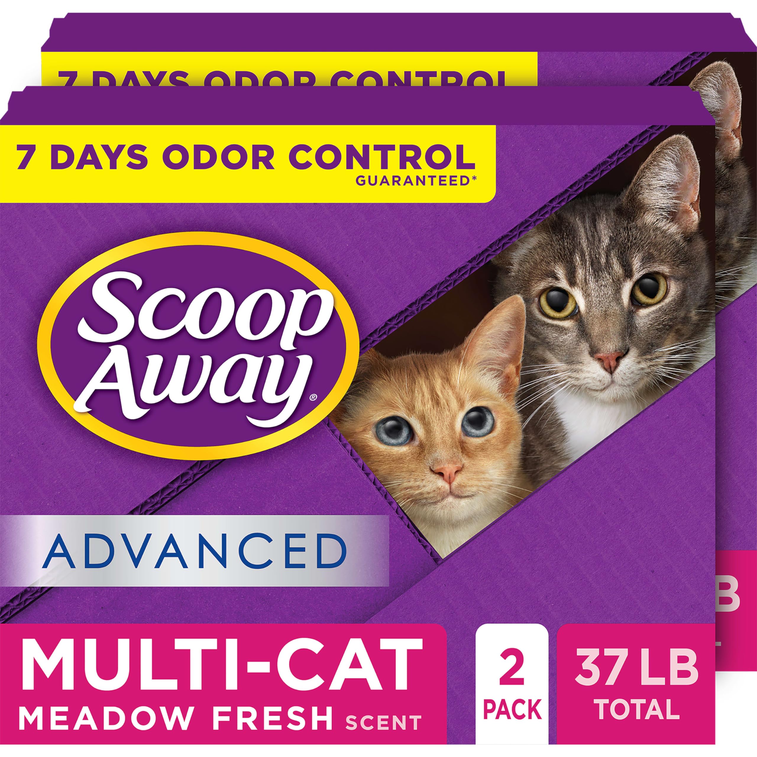 Scoop Away Advanced Multi-Cat Clumping Cat Litter, Meadow Fresh Scent, Pack of 2, 18.5 Pounds (Package May Vary)