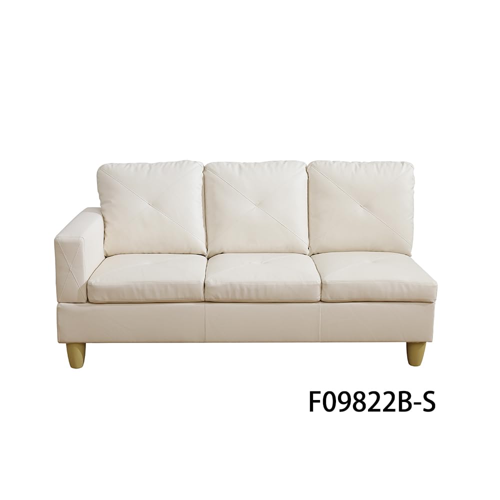 VURAX 3-Piece Faux Leather L-Shaped Sectional Sofas with Left Chaise Longue and Storage Ottoman, Button Tufted Upholstered Couch Set, for Living Room, Home, Office