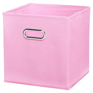 patikil foldable storage cube bins, fabric storage bins cube organizer with handle for home bedroom shelf closet organization, pink (11"x11"x11")