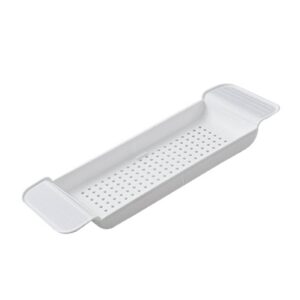 Bathtub Tray Stable Placement Plastic Material Draining Design Bath Tub Table for Bathroom Adjustables and Expandable, Perfect for Placing on a Bathtub.(White)