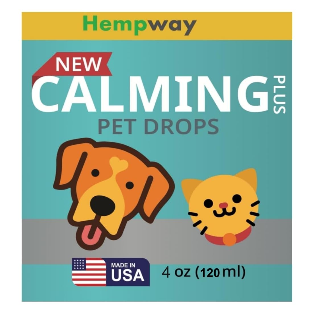 HEMPWAY Pet Calming Drops - Anti-Separation Natural Dog Cat Calming Formula for Well-Being and Comfort - 120 Servings - Bacon Flavor 4 oz 120 ml