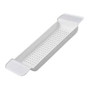 Bathtub Tray Stable Placement Plastic Material Draining Design Bath Tub Table for Bathroom Adjustables and Expandable, Perfect for Placing on a Bathtub.(White)