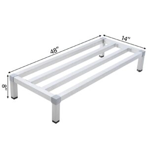 GAOMON Dunnage Rack 48'' x 14'',8 Inches Above Ground Level,Aluminum Dunnage Rack 1000 Lb Capacity,Low Shelf for Floor Used for Storage In Kitchens, Restaurants, Supermarkets,Grocery Stores