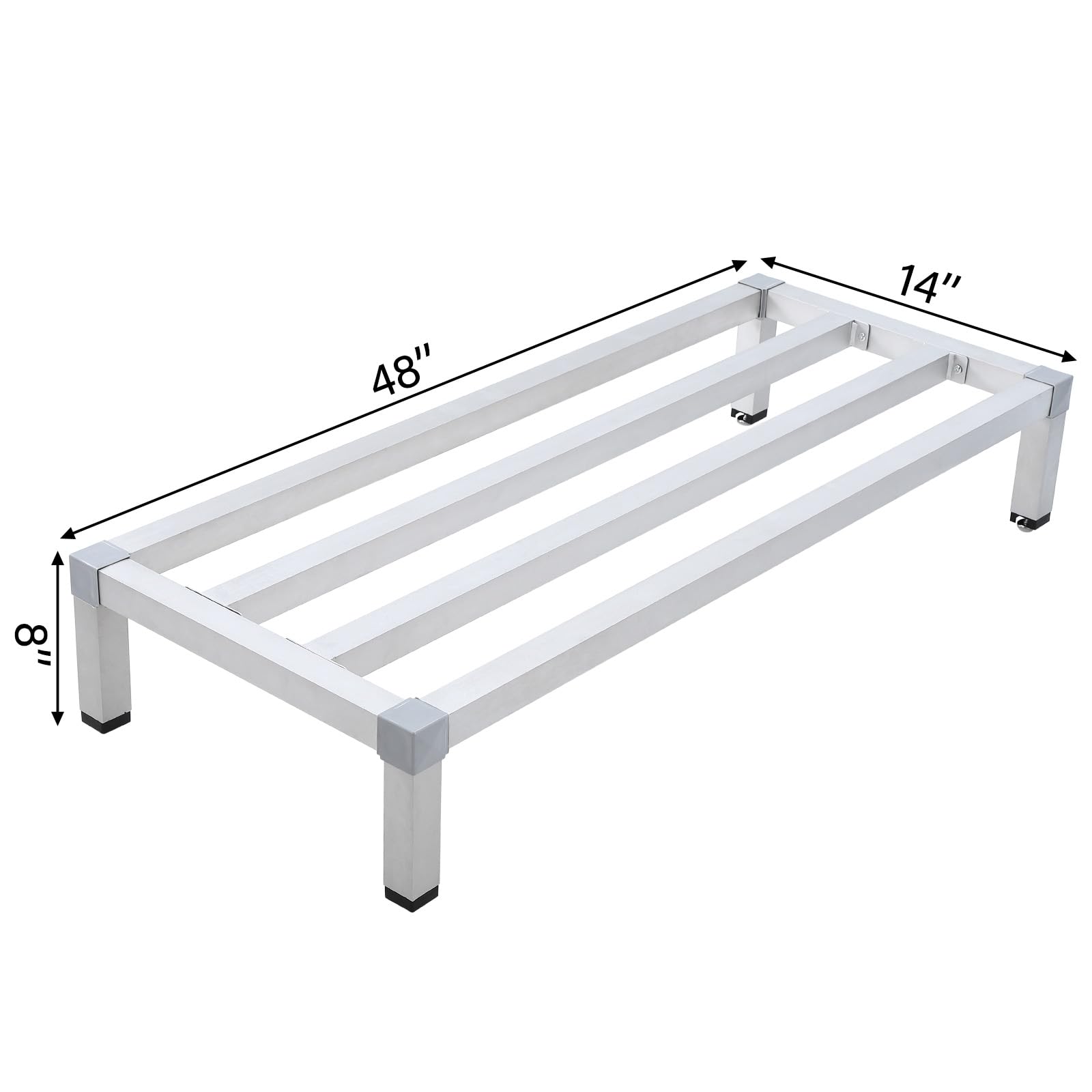 GAOMON Dunnage Rack 48'' x 14'',8 Inches Above Ground Level,Aluminum Dunnage Rack 1000 Lb Capacity,Low Shelf for Floor Used for Storage In Kitchens, Restaurants, Supermarkets,Grocery Stores