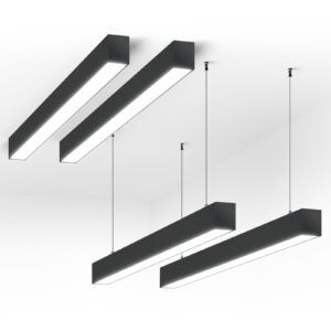 barrina 4ft led linear light 5568-0-10v series, 2nd-generation, dimmable 45w 4500lm (dimmer not included), seamless connection, 3000k-6000k color changing, linkable office lighting, black, 4 packs