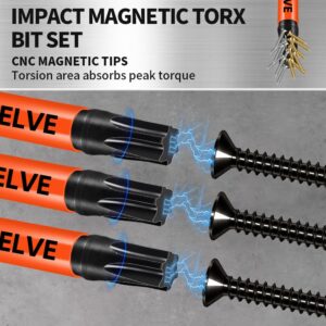 10-Pack T25 Torx Bits for Impact Driver- Torx Bit Set 2'' Long, Profession Star Bits Set, Magnetic T-25 Torx Bit, S2 Alloy Steel Torque Bits, T Bit Set 1/4'' Hex-Shank, Star Drill Bit Set, T25 Bit