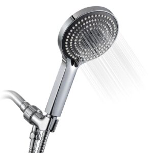 offo handheld shower head set, 6-mode high pressure handheld sprayer with 60 inch stainless steel hose & holder, high flow large powerful boosting handheld showerhead for low water pressure, chrome