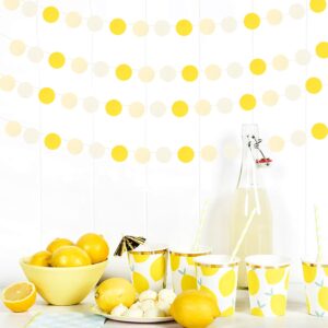 Yellow-White Women-Birthday Party-Decorations Garland Streamers - 52Ft Lemon Baby Shower Graduation Hanging Banner,Sunflower CLassroom Pastel Backdrop Decor Huglony