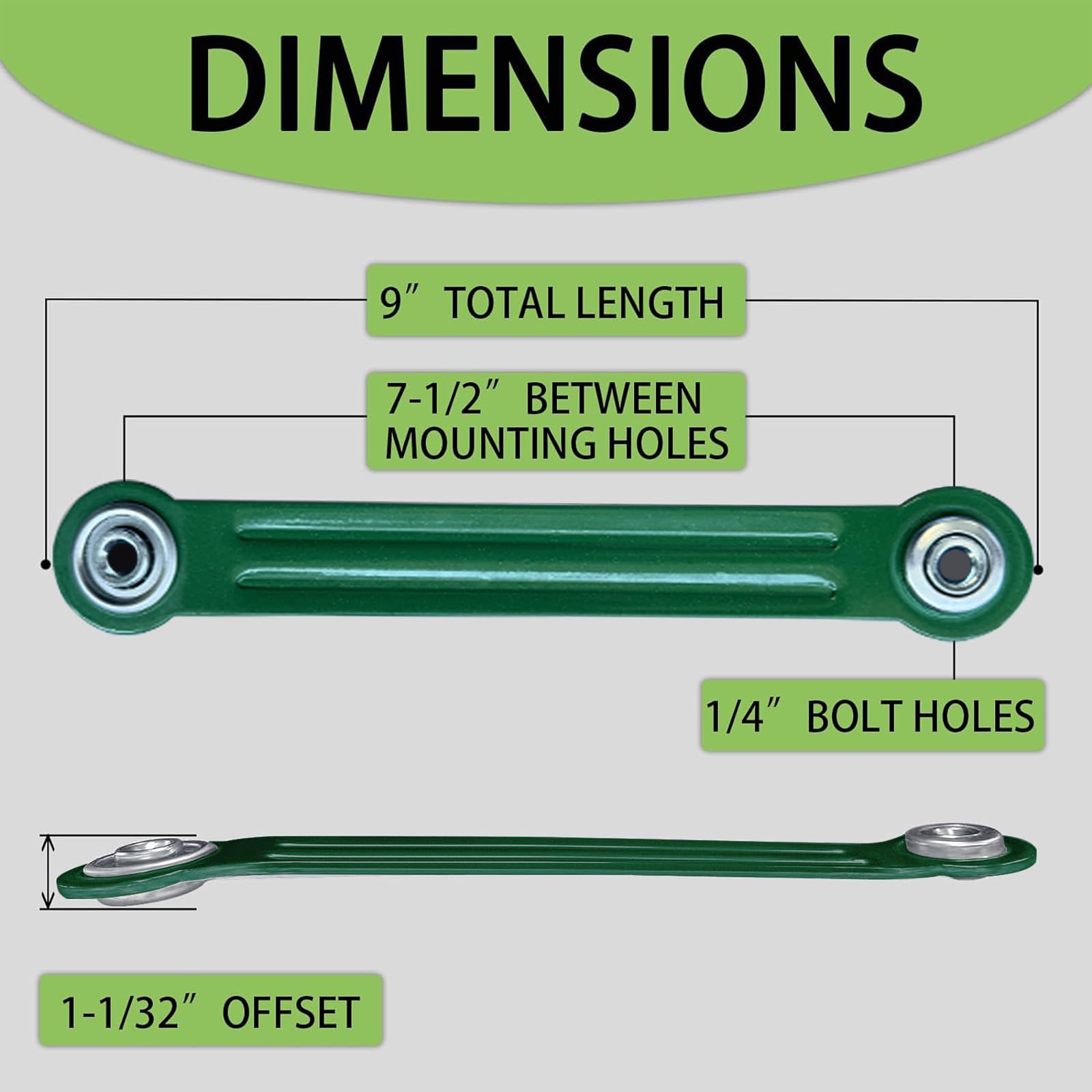 Glider Bearing Arm Bracket Replacement Hardware Rocker Parts, 9 Inch Overall Length, 7-1/2 Inch Between Mounting Holes, 4 Pack Patio Glider Parts Rocker for Outdoor Glider and Garden Bench,Green